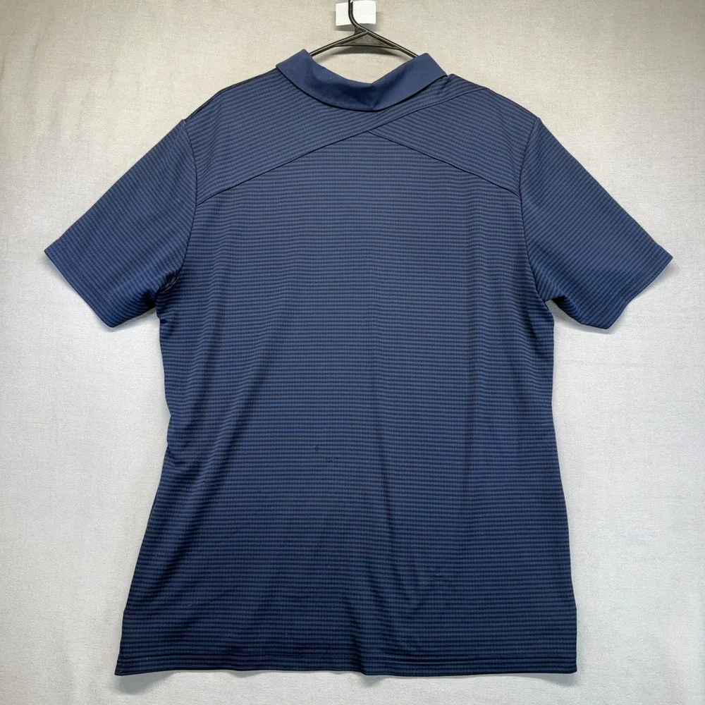 Adidas Climachill Golf Polo Men XL Navy Blue Striped Polyester Performance Shirt